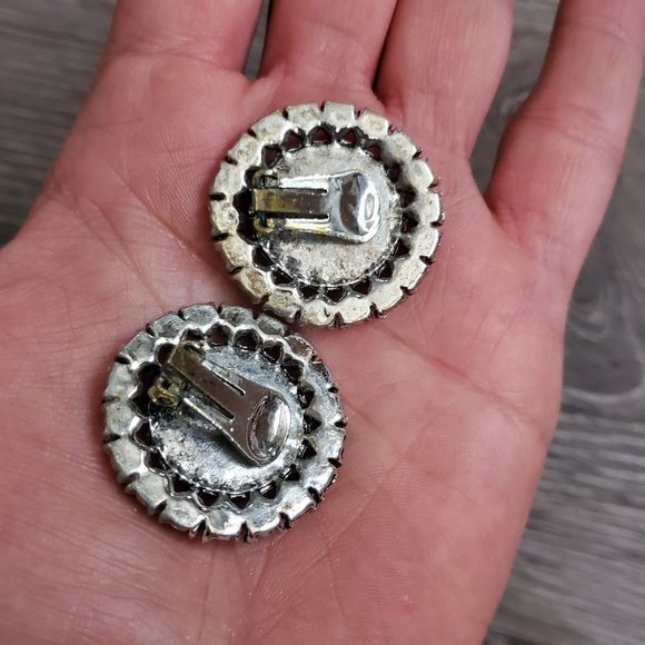 Vintage Faux Pocket Watch Judy Lee Clip On Earrings - Picture 6 of 7